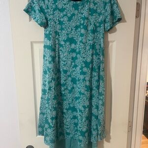 LuLaRoe Blue and White Floral Carly Dress